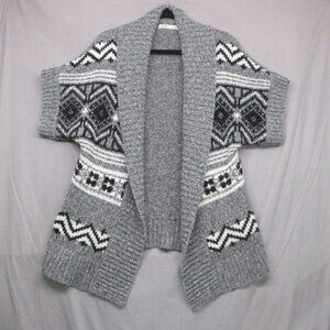 Old Navy Tribal Knit Cardigan Gray & White Women Size | M